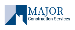 Major construction services logo Full Color white